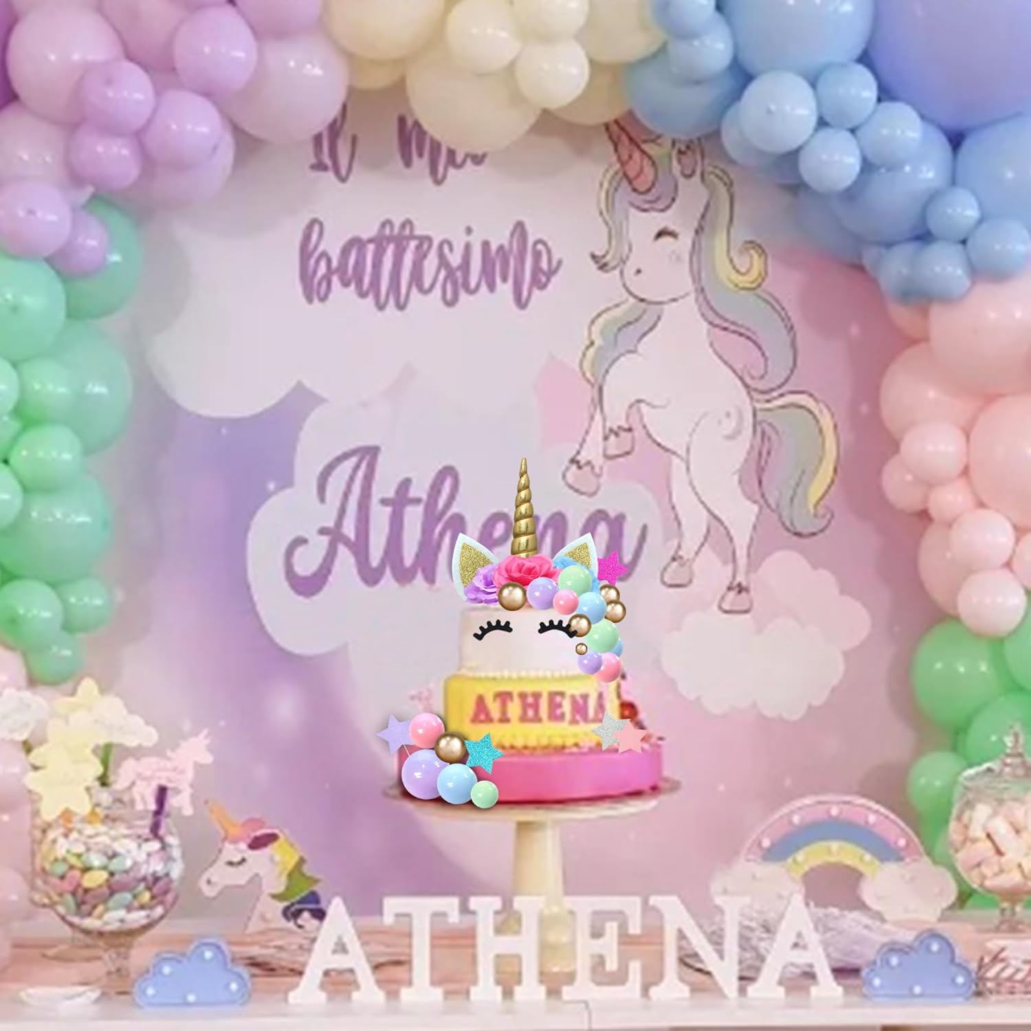 DRWATE 38 PCS Unicorn Cake Toppers Birthday Decorations
