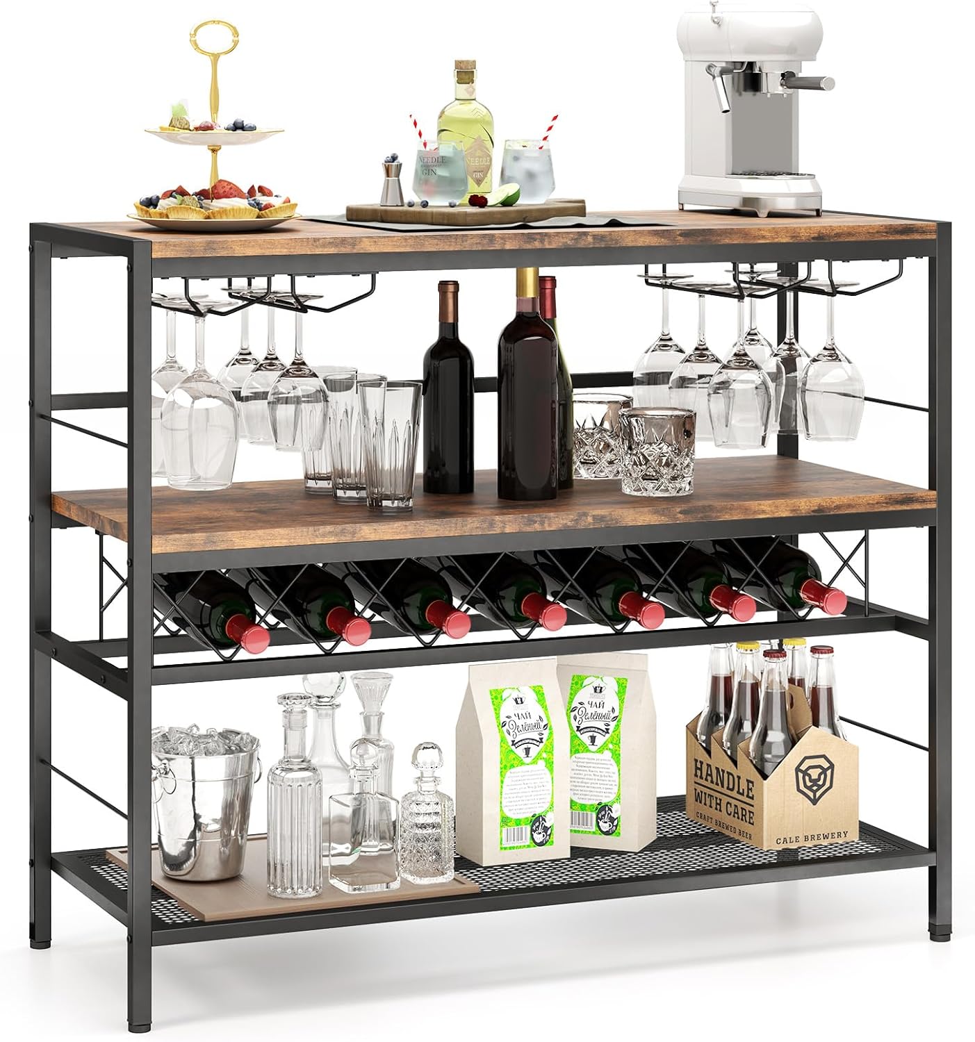 Giantex 4-Tier Wine Rack Table 7-Bottle Storage
