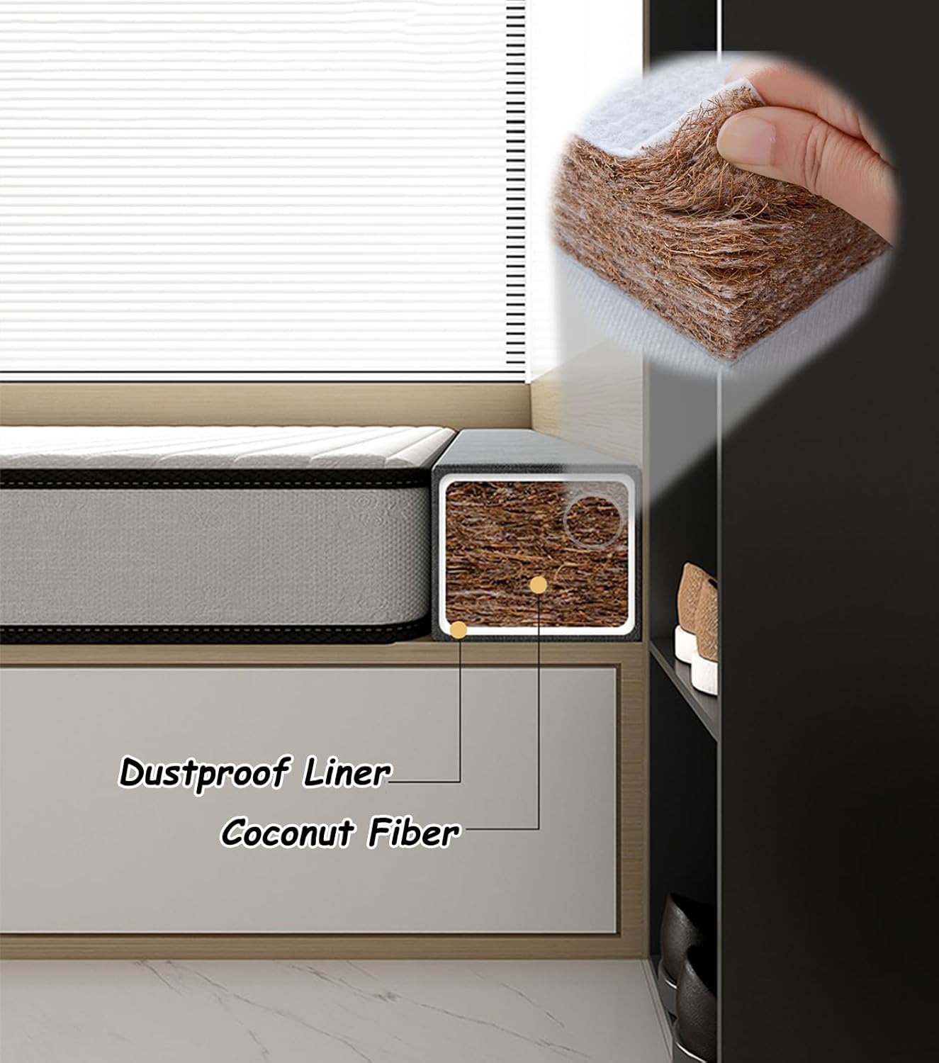 NEVKA Coconut Fiber Bed Gap Filler with Velvet Cover