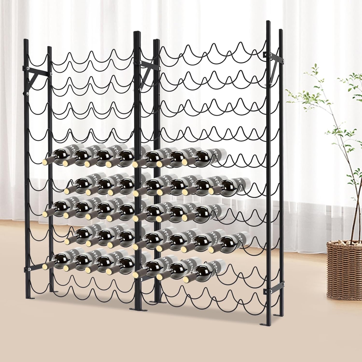 HOLMZCED 10-Tier Freestanding Wine Rack Black 1