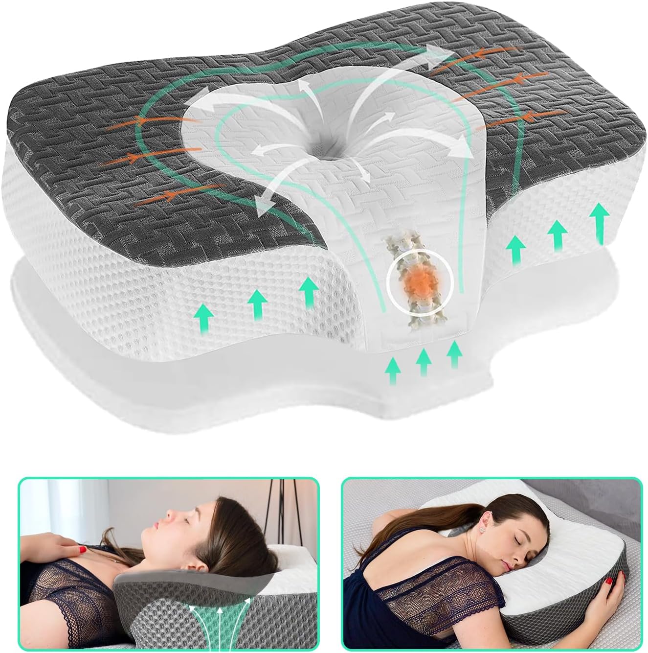Elviros Cervical Neck Pillow with Adjustable Memory Foam