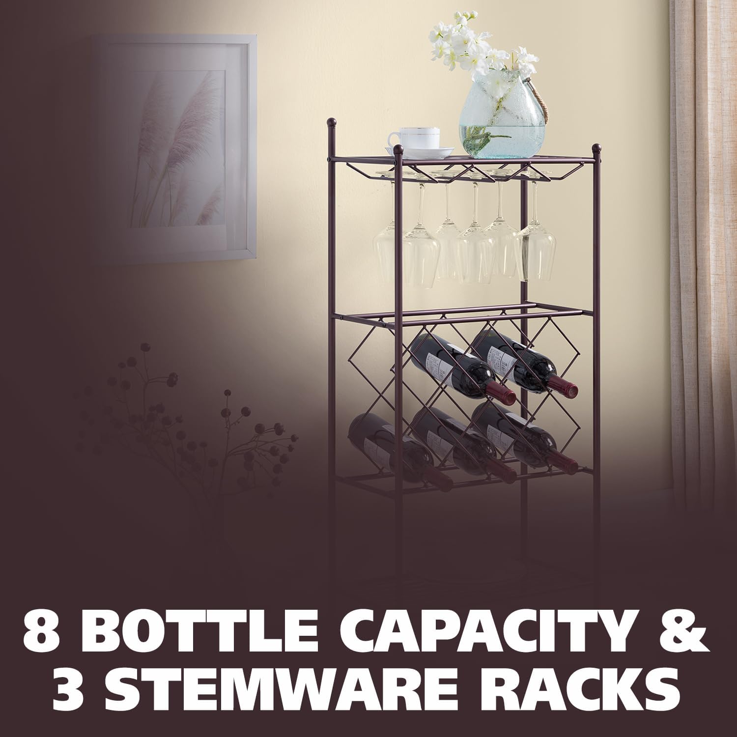 Kings Brand Furniture Bronze Freestanding Wine Rack Stand