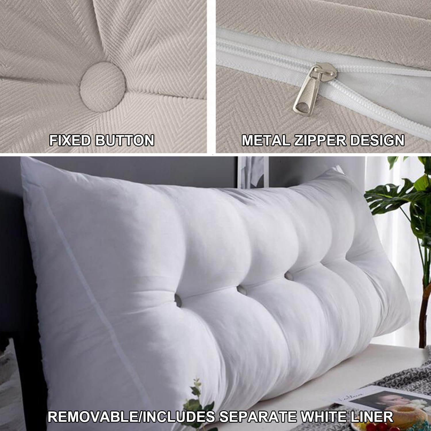 COZMAX Queen Triangular Headboard Pillow with Removable Cover