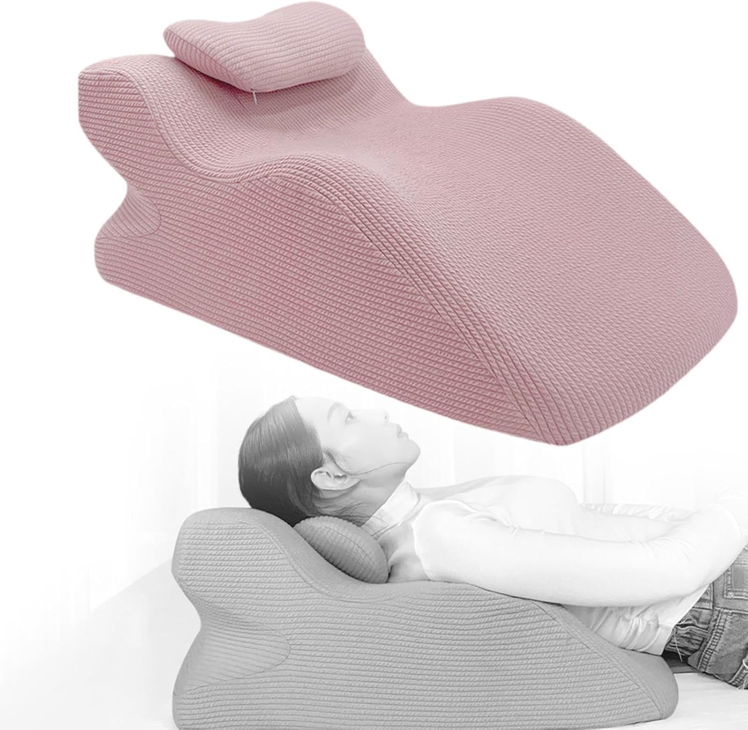 IEUDNS Face Down Pillow with Neck Support Wedge Pillow Washable Cover Pink