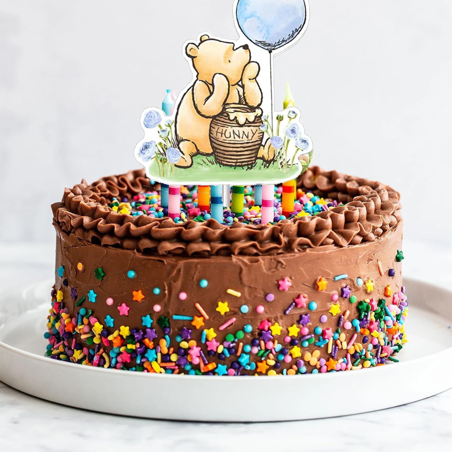 Classic Winnie Bear Cake Topper - Blue Bear Party Decoration