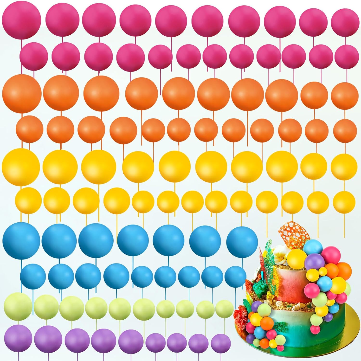 108 Pcs Foam Balloons Cake Topper DIY Decorations
