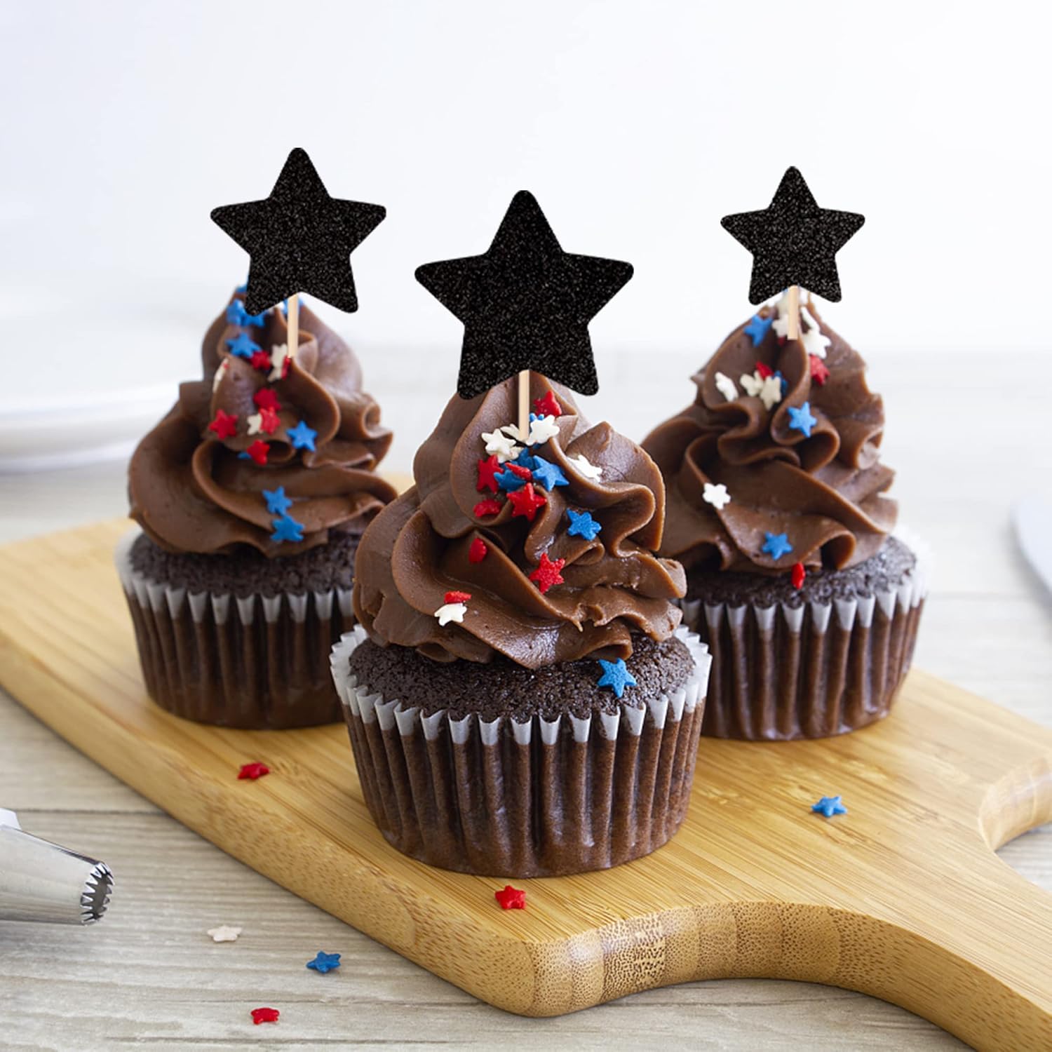 30 PCS Glitter Star Cupcake Toppers for Parties