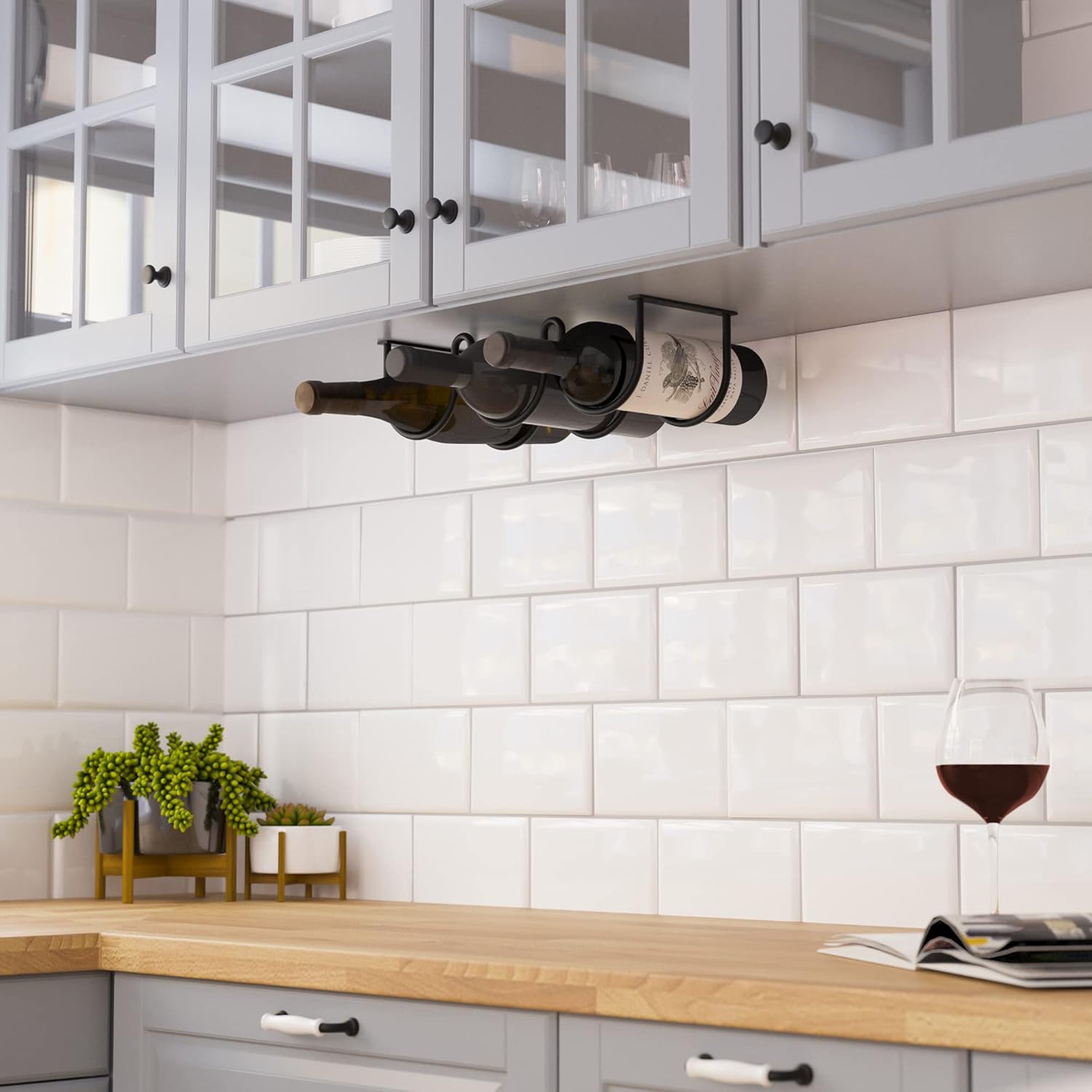 Wallniture Dijon 3-Bottle Wall Mounted Wine Rack
