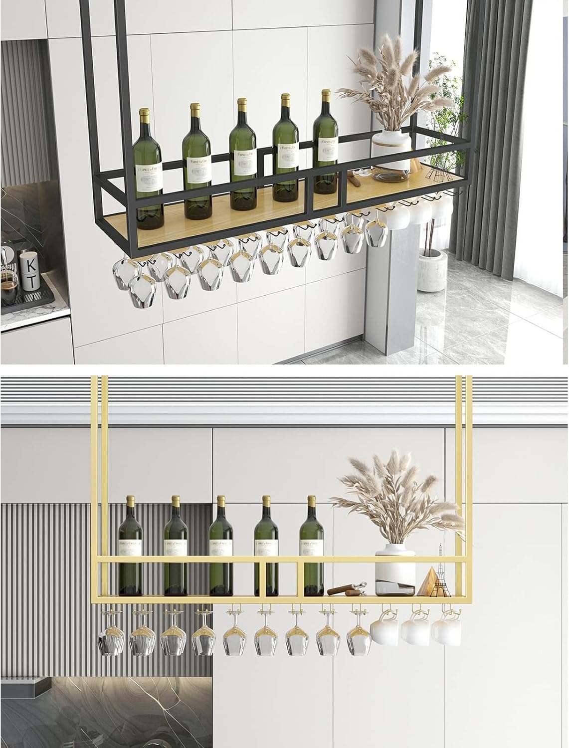 Wall-Mounted Wine Rack with Heavy Duty Steel Frame