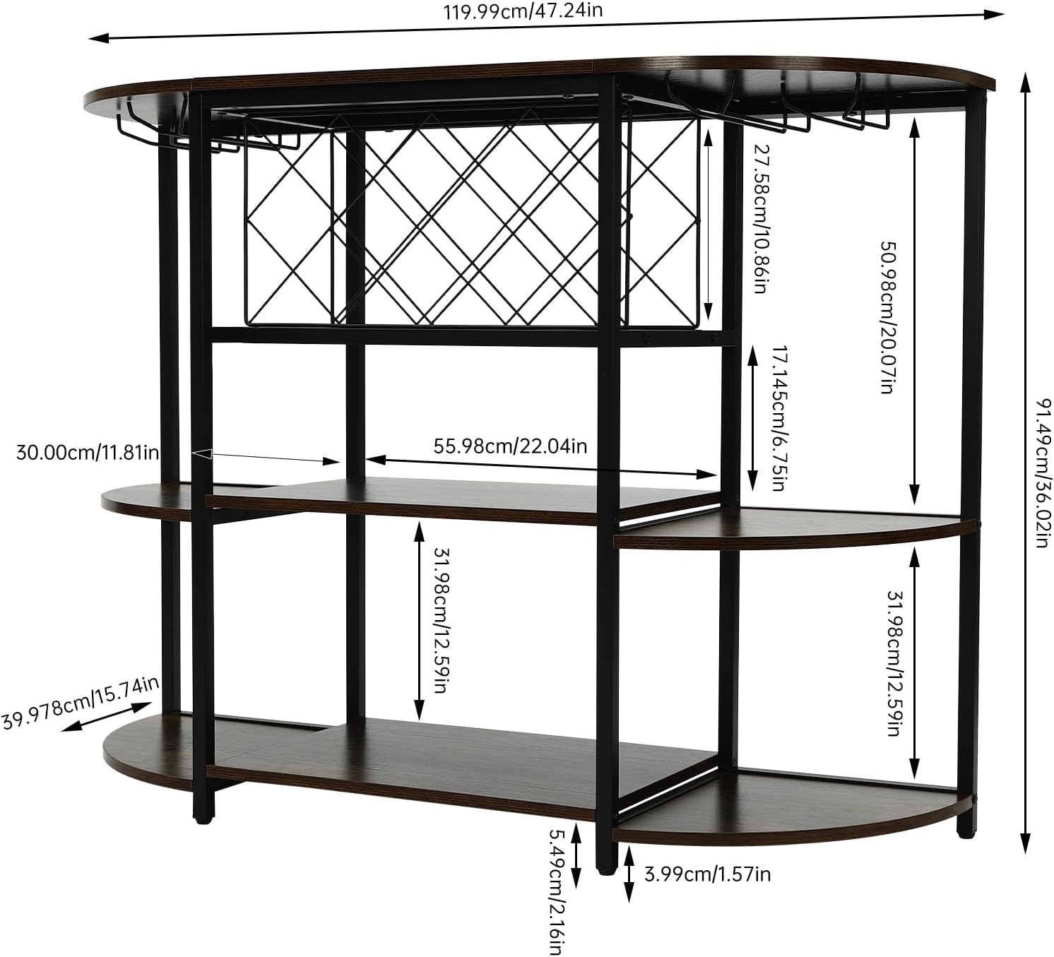 Freestanding Wine Rack with 3-Tier Design Brown