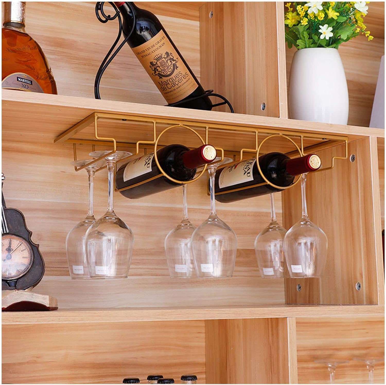 Premium Wall-Mounted Wine Racks with Rose Gold Finish