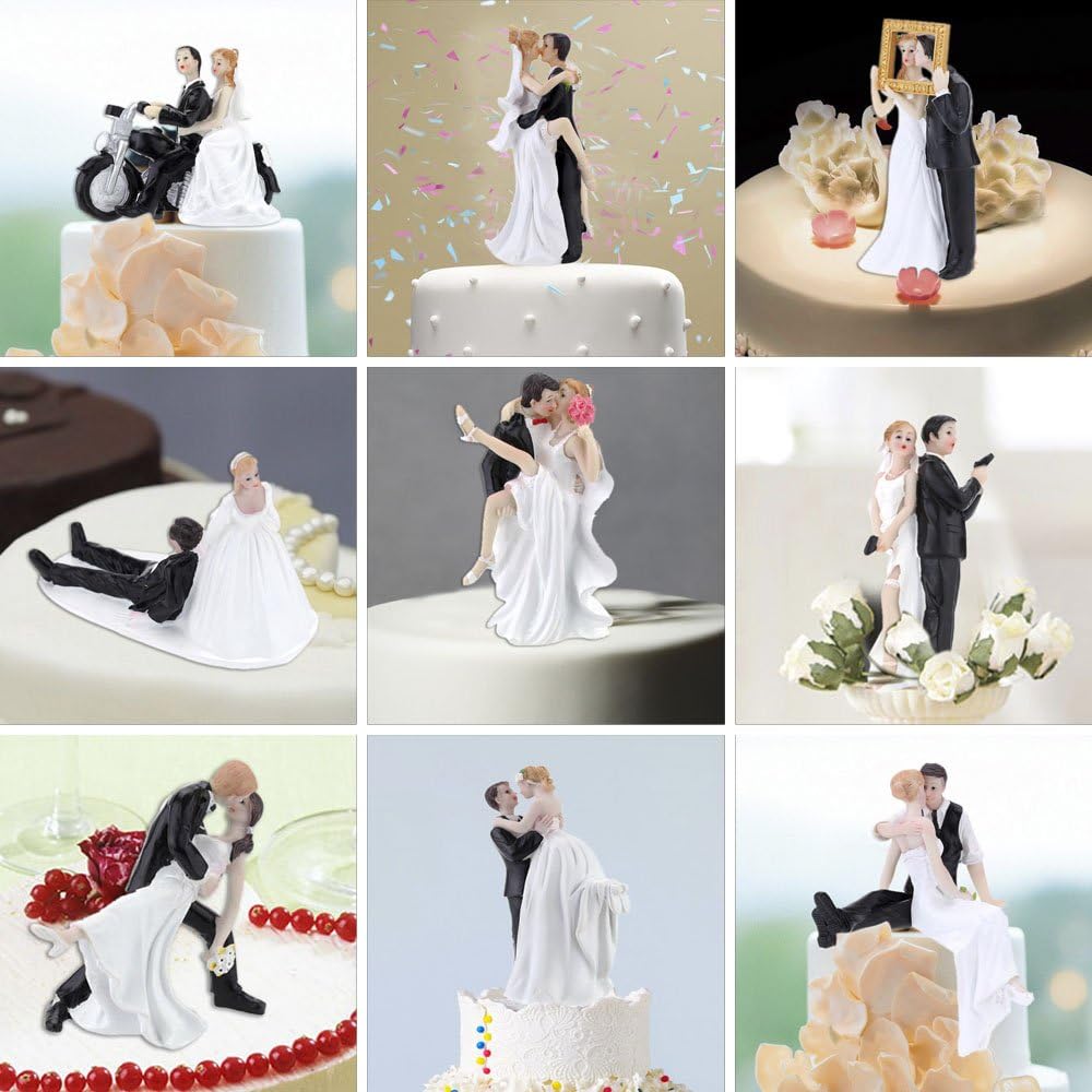 Anself Synthetic Resin Groom Bride Wedding Cake Topper