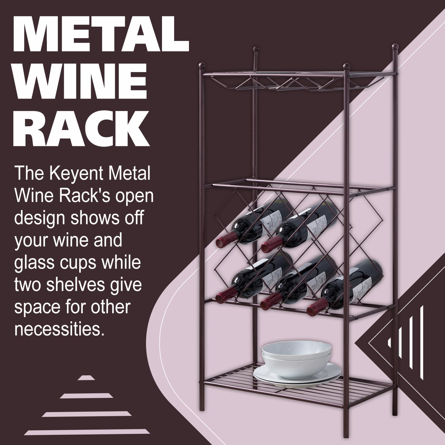 Kings Brand Furniture Bronze Freestanding Wine Rack Stand
