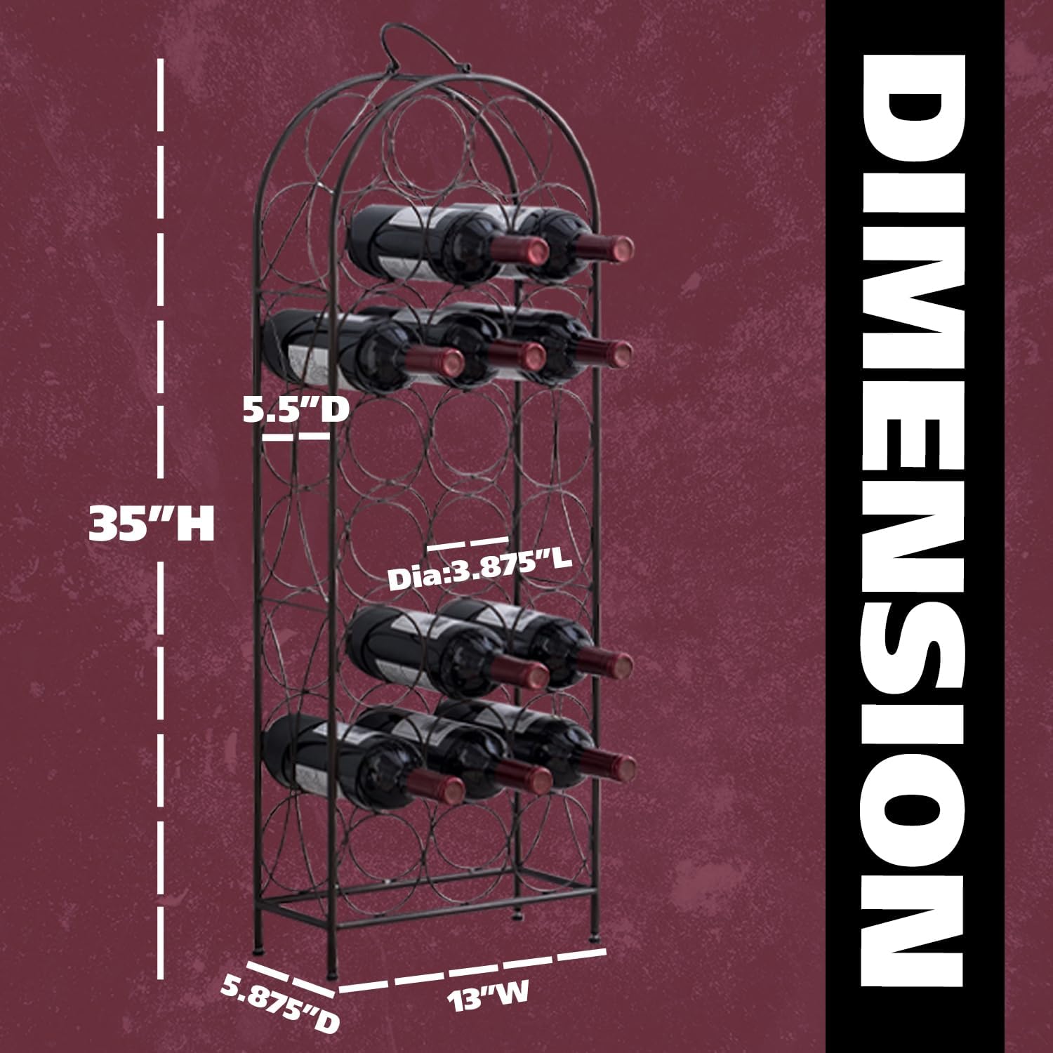 Kings Brand Furniture 23 Bottles Freestanding Wine Rack Pewter