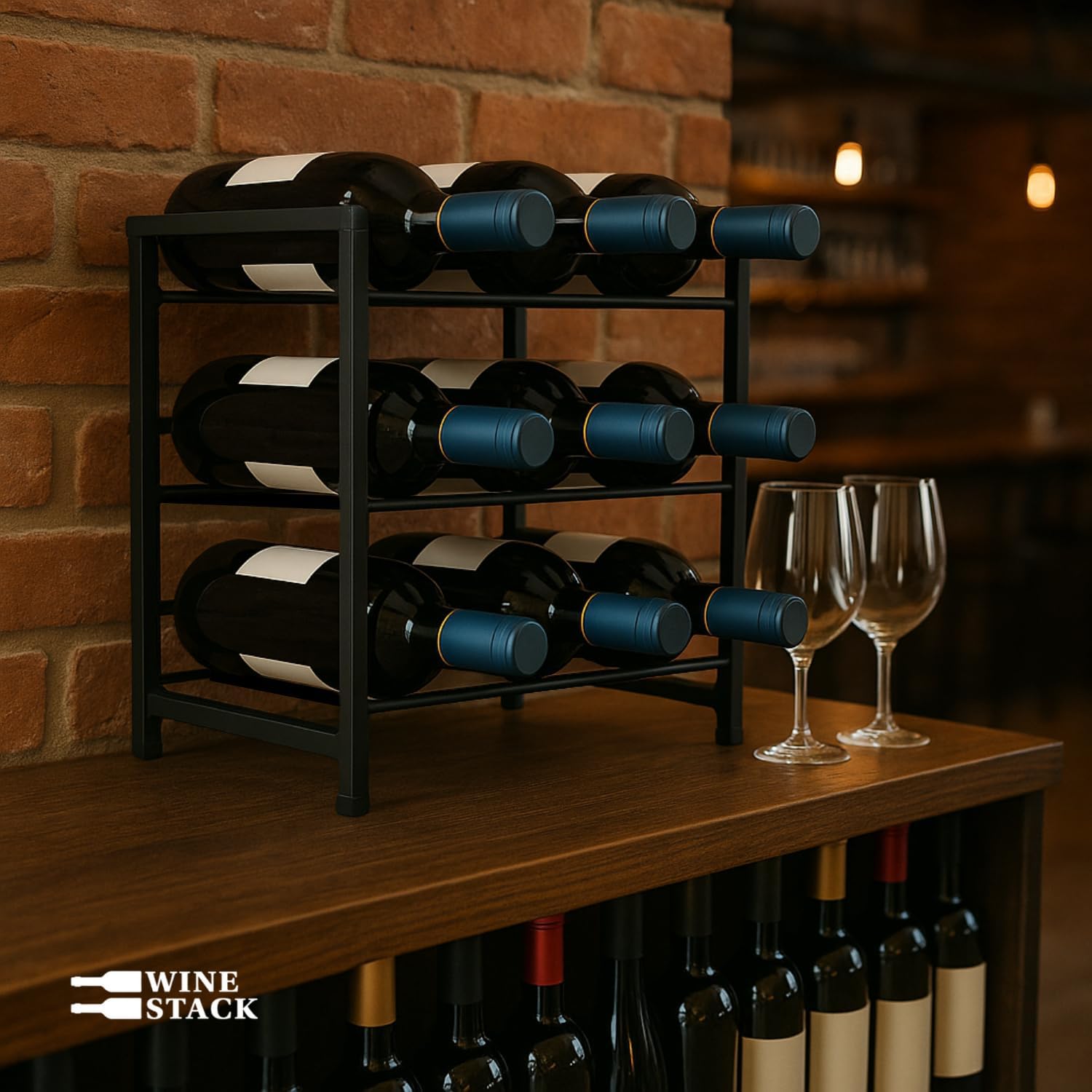 Modern Metal Countertop Wine Rack 1