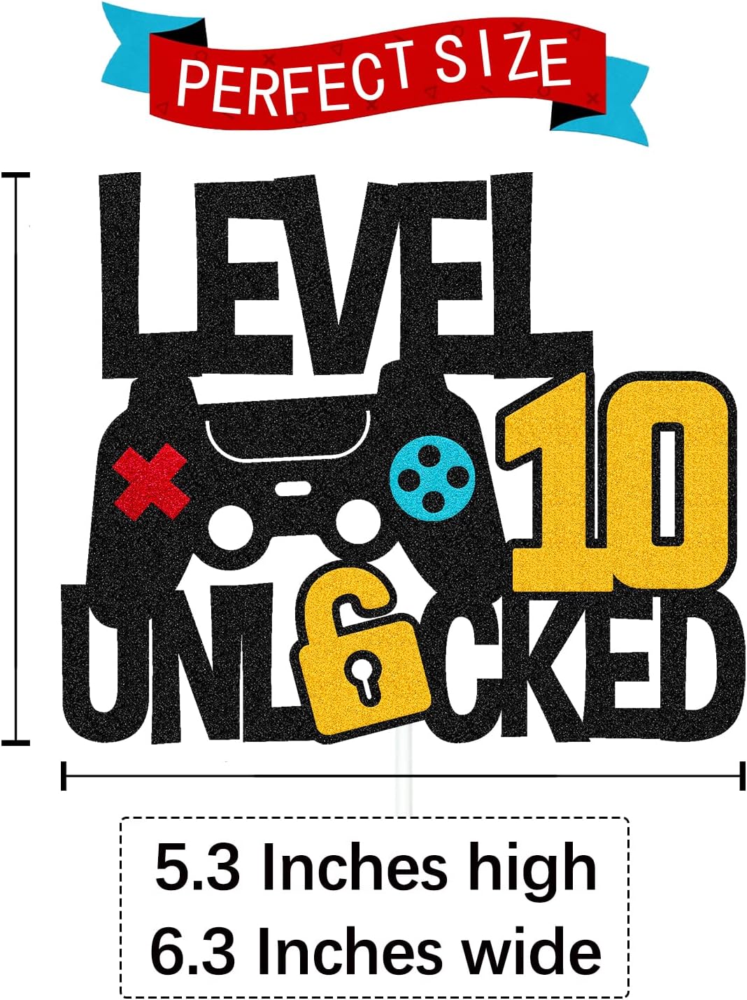 Vikiwiin Level 10th Cake Topper Game Controller Non-Edible Decoration