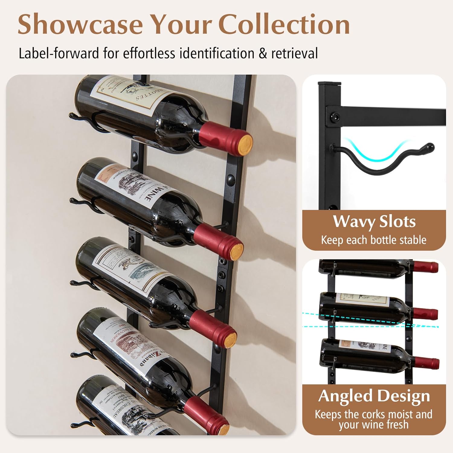 GOFLAME Wall-Mounted Wine Rack for 12 Bottles Black 1