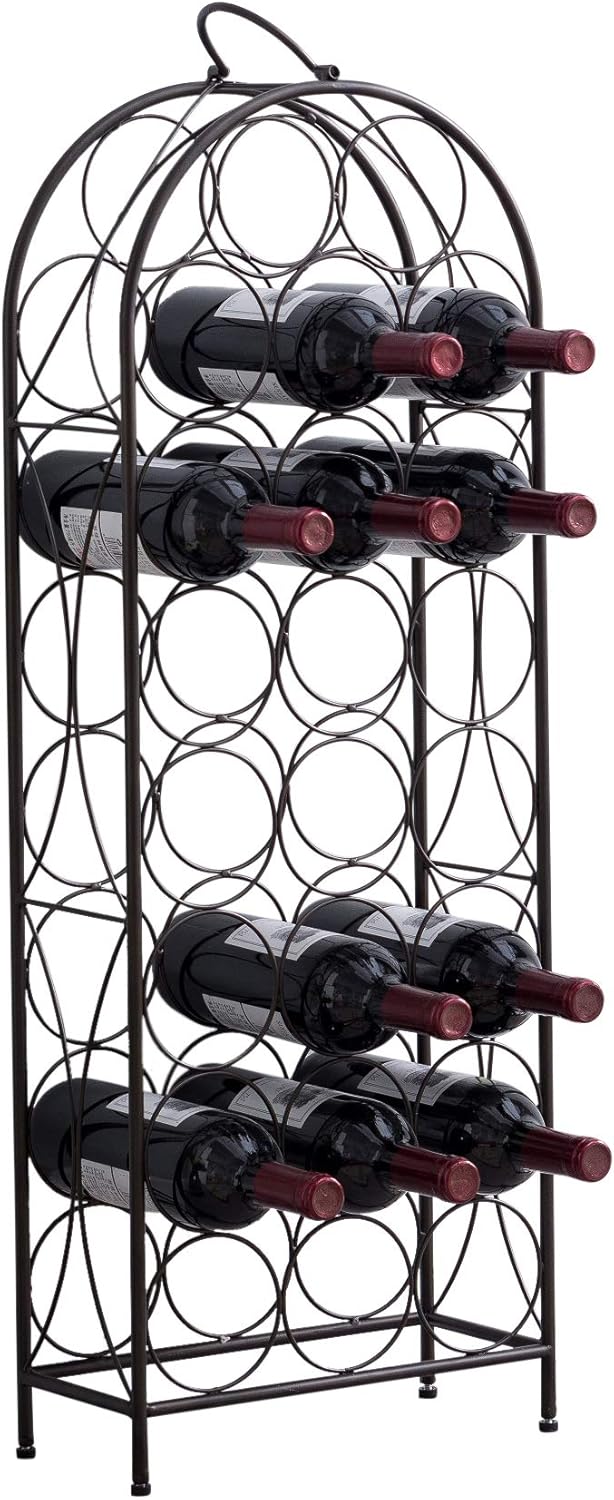 Kings Brand Furniture 23 Bottles Freestanding Wine Rack Pewter
