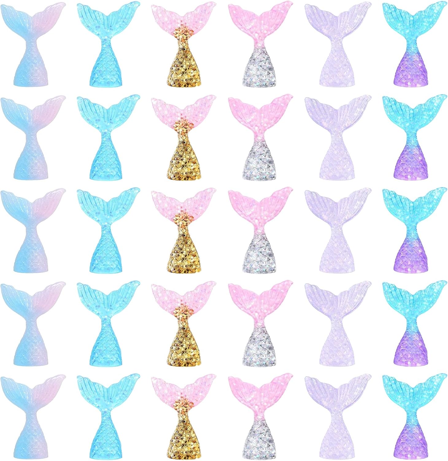 30 Pcs Glittering Mermaid Tail Cupcake Toppers