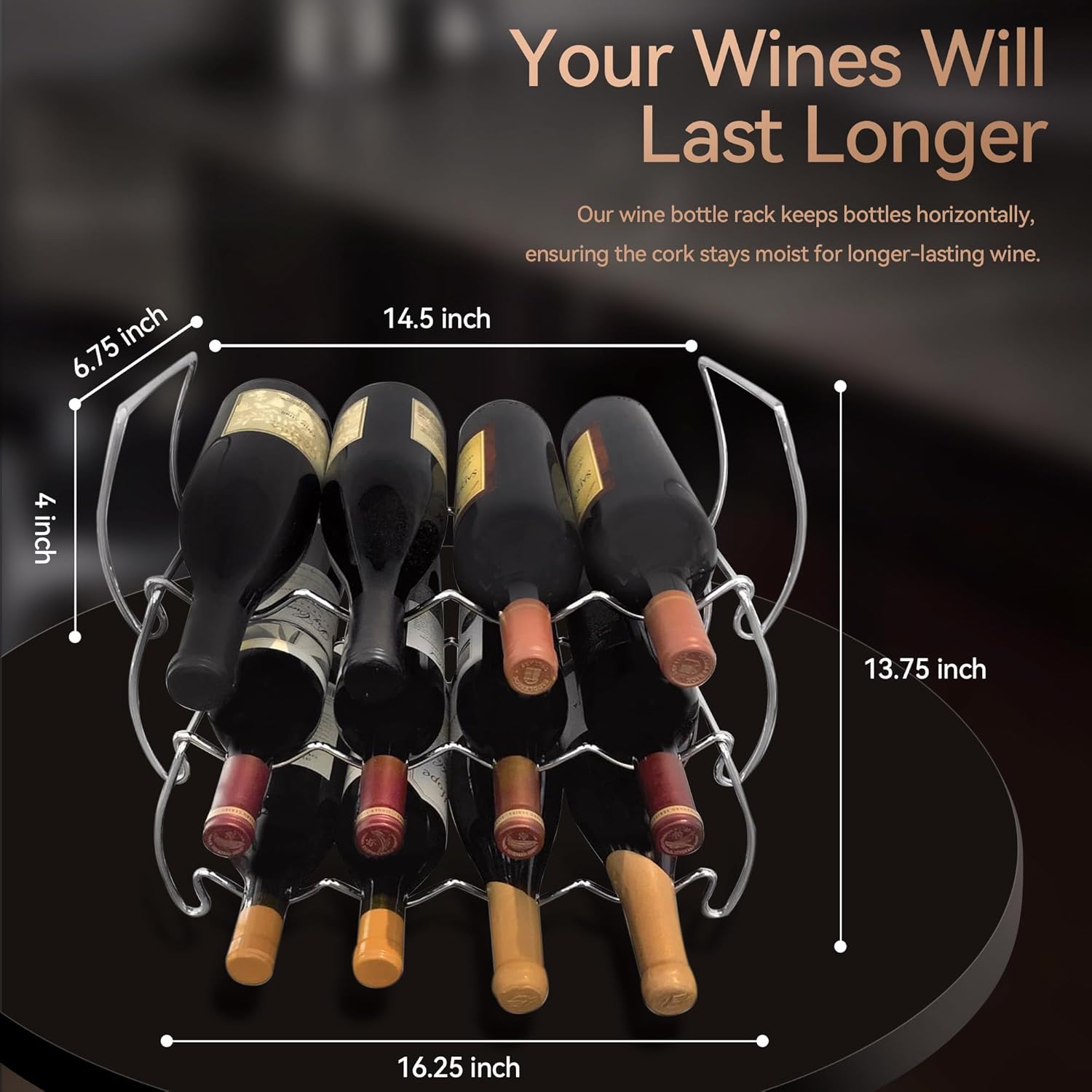 Lilys Home 12 Bottle Wine Rack Set of 2 - Modern Farmhouse Industrial Style