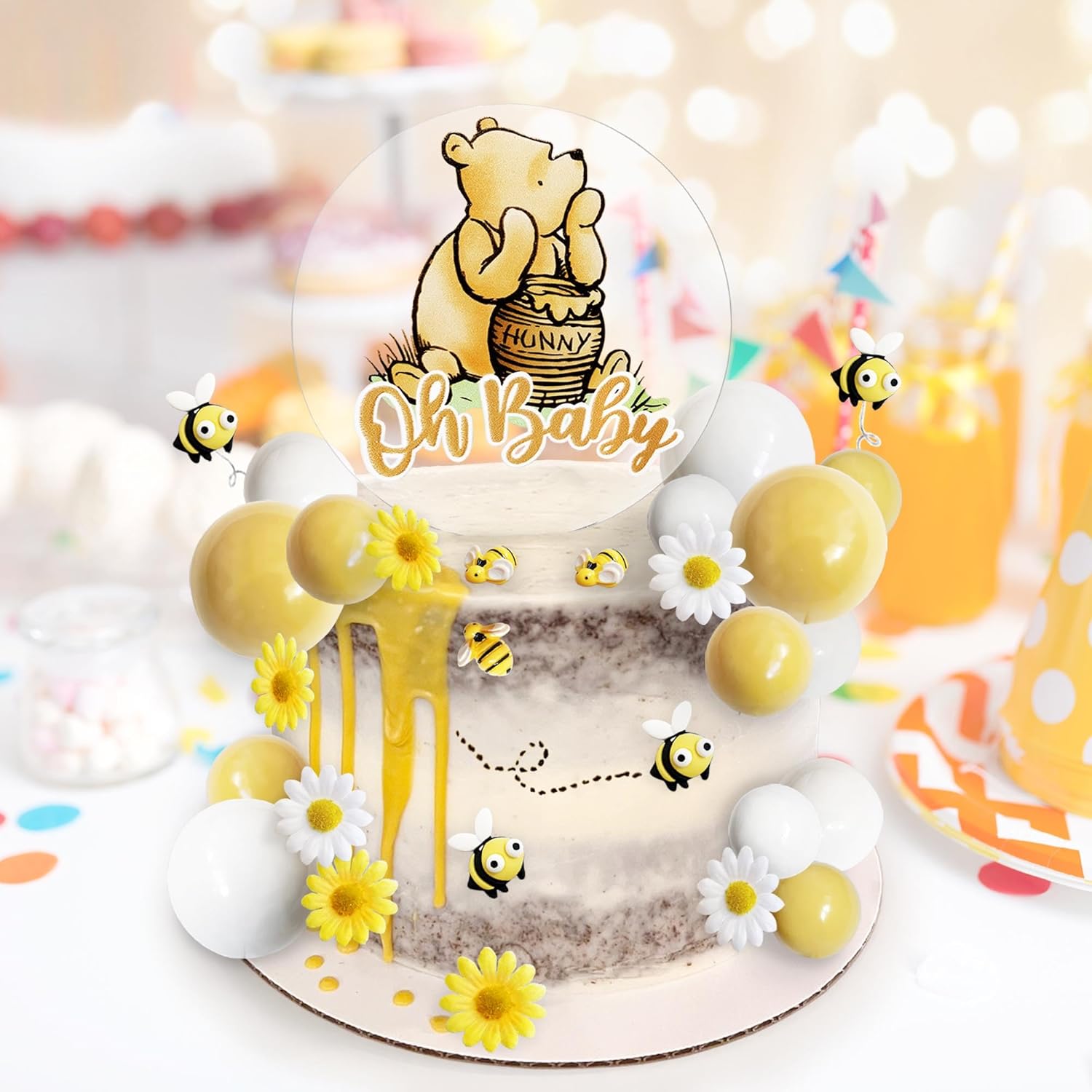 Winnie Bear Baby Shower Cake Topper Set
