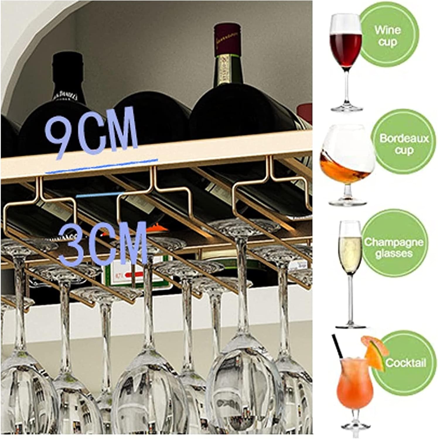 ALDEPO Wall-Mounted Wine Rack Gold 60x25cm