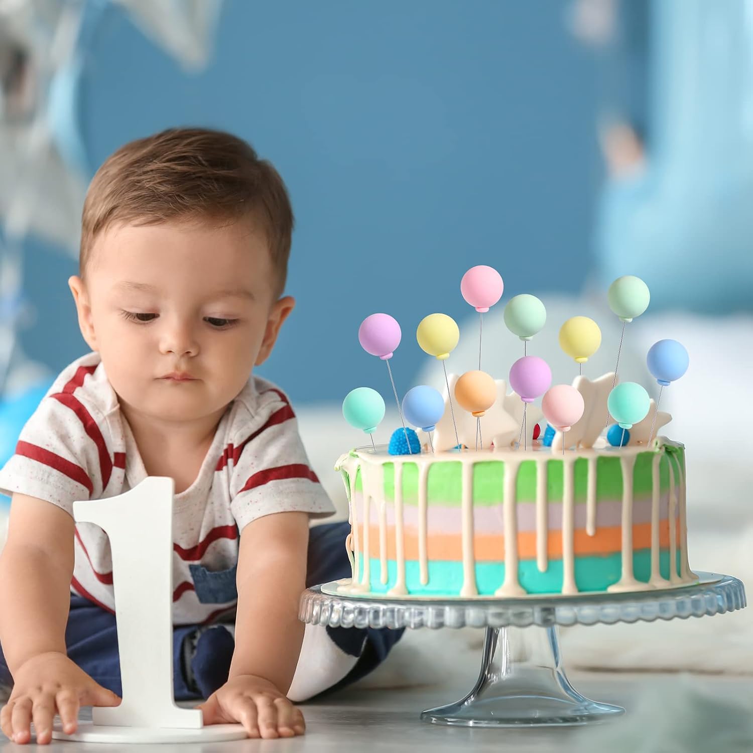 Sieral 40 Pcs Mini Balloon Cake Toppers Colorful