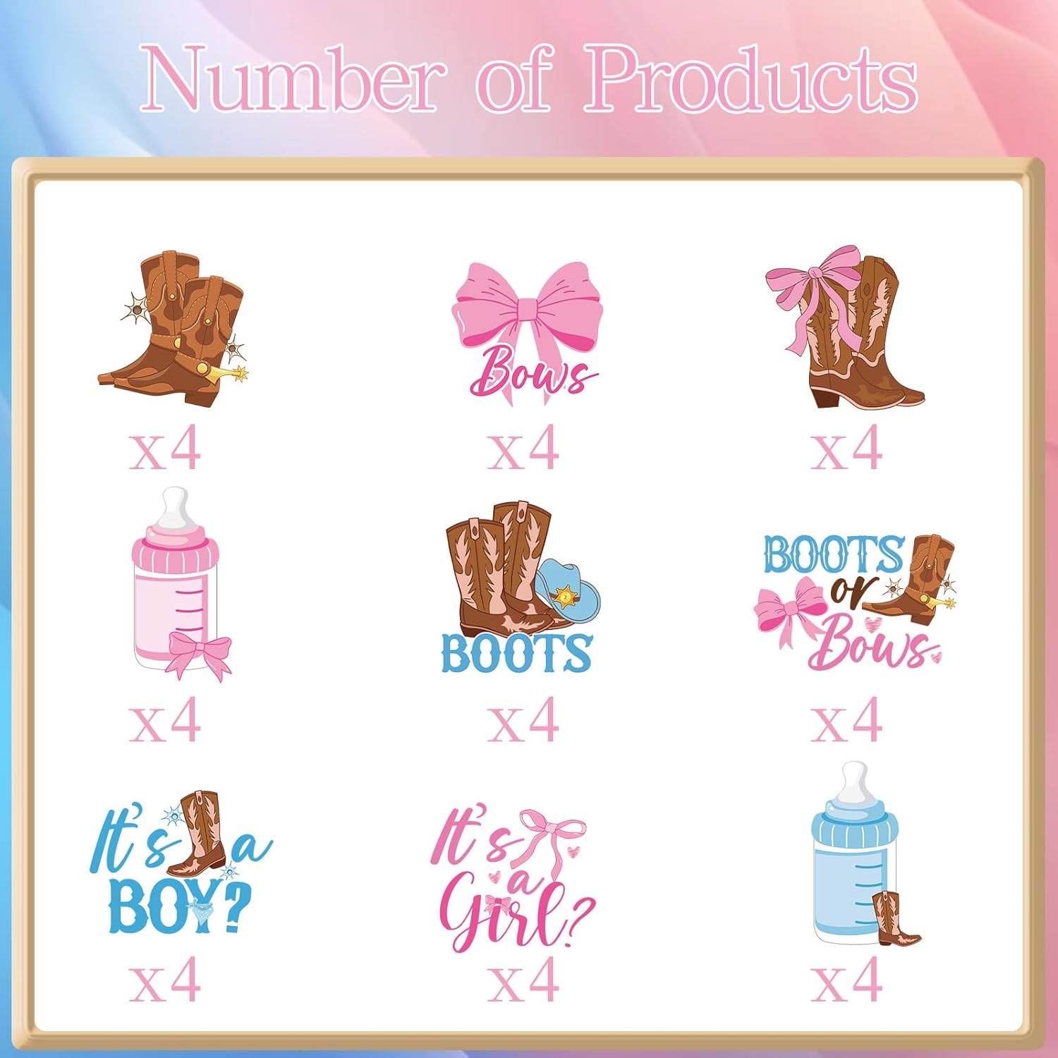 InIsaJace 36PCS Boots or Bows Cupcake Toppers