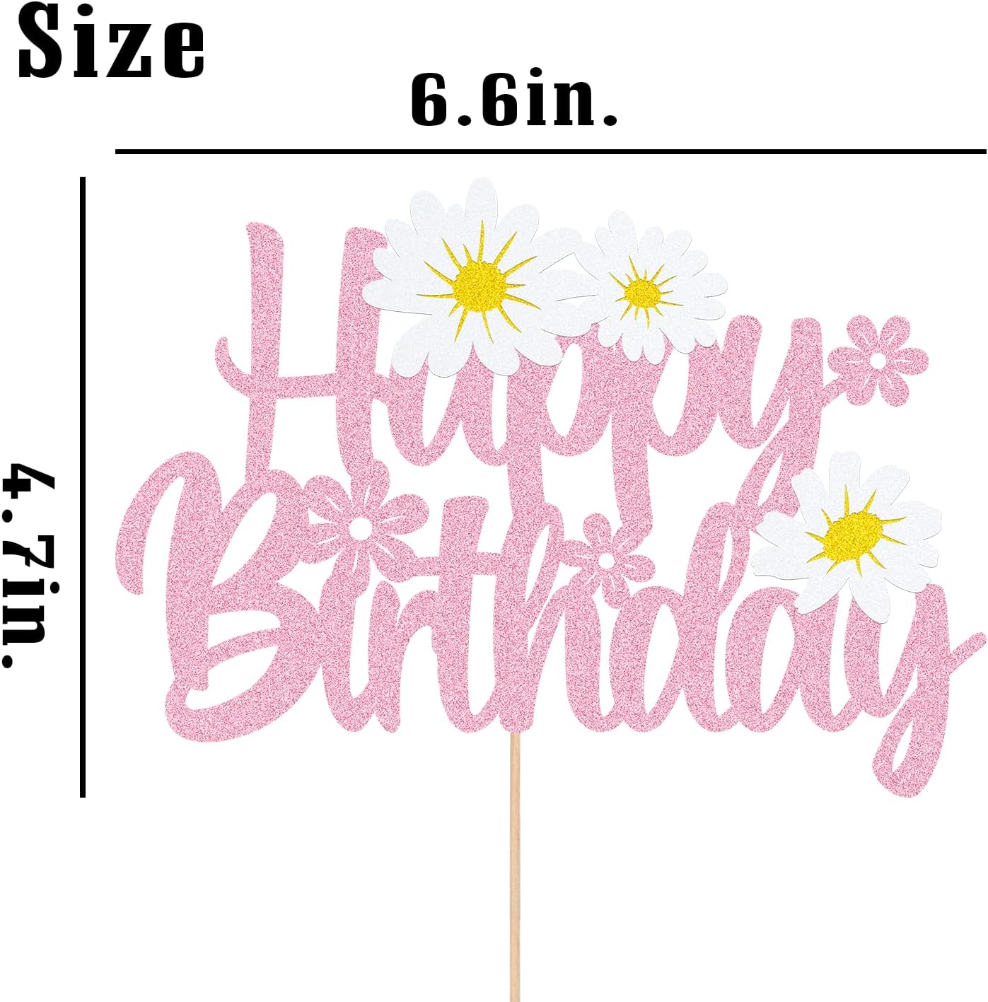 WishFirst Daisy Birthday Cake Topper Pink Daisy Decor