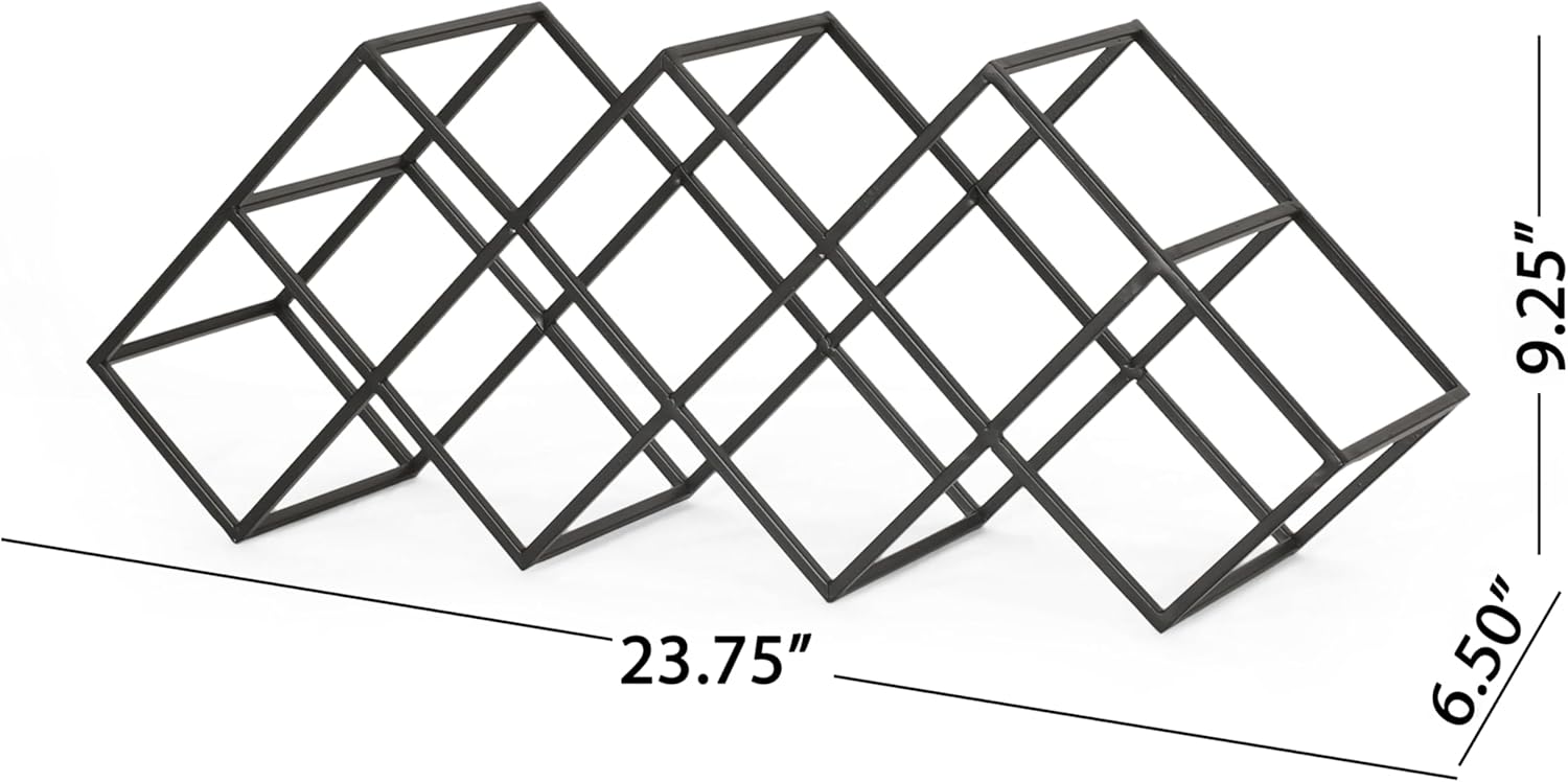 LOPOO 7 Bottle Countertop Wine Rack Modern Black Metal