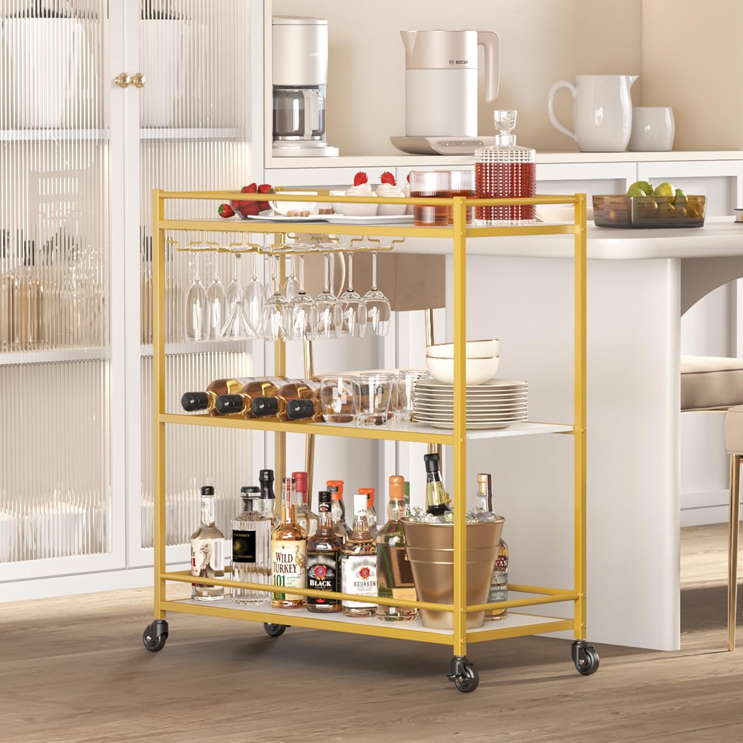 Lifewit 3 Tier Wine Rack with Lockable Wheels