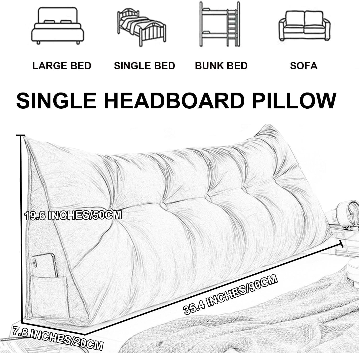 COZMAX Tufted Button Headboard Pillow - Pink Single Size