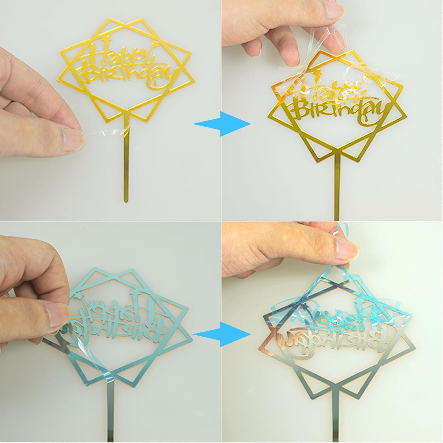 DRWATE 50 PCS Gold Birthday Cupcake Toppers for Decorations