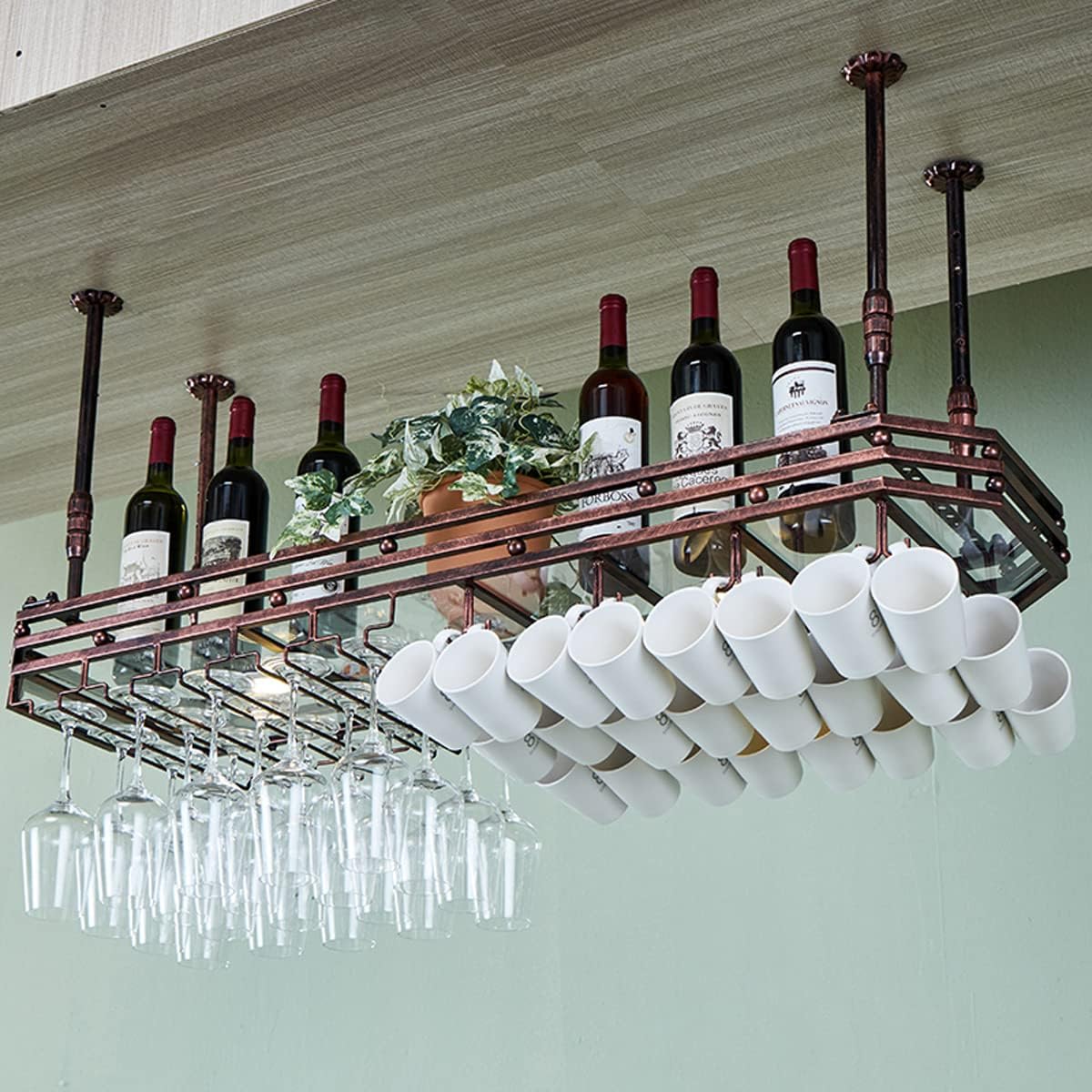 DASHADAO Ceiling Wine Glass Rack Bronze Adjustable 80x35cm