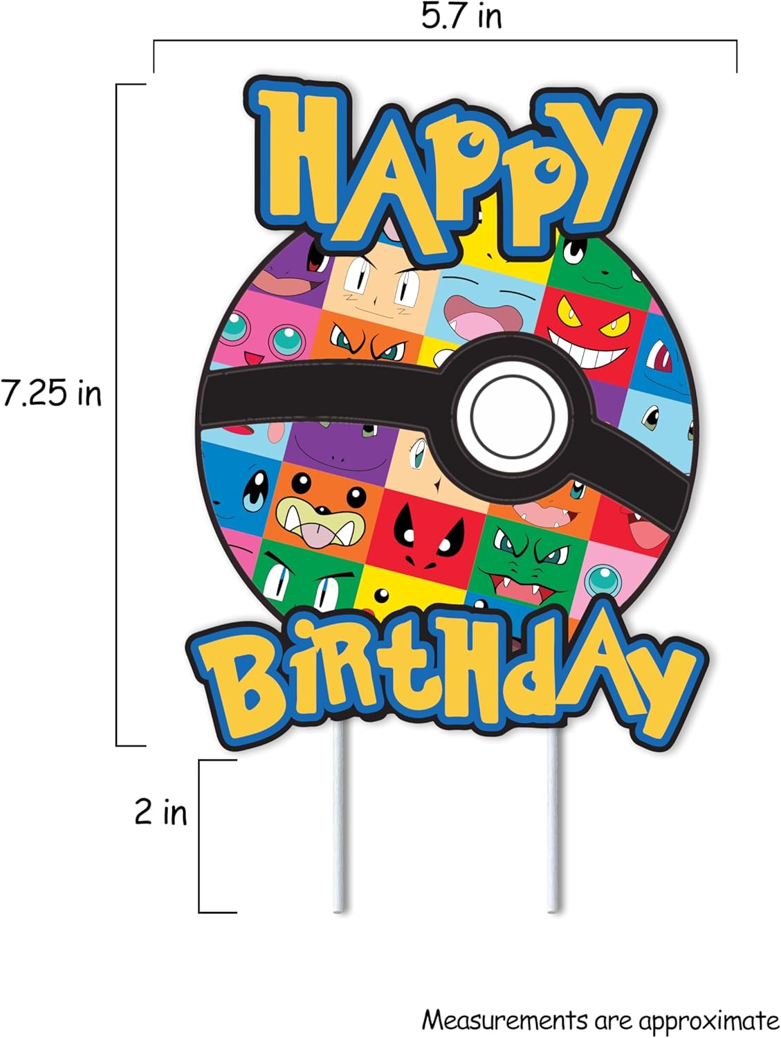 Think Green Fun Anime Poke Mon Cake Topper