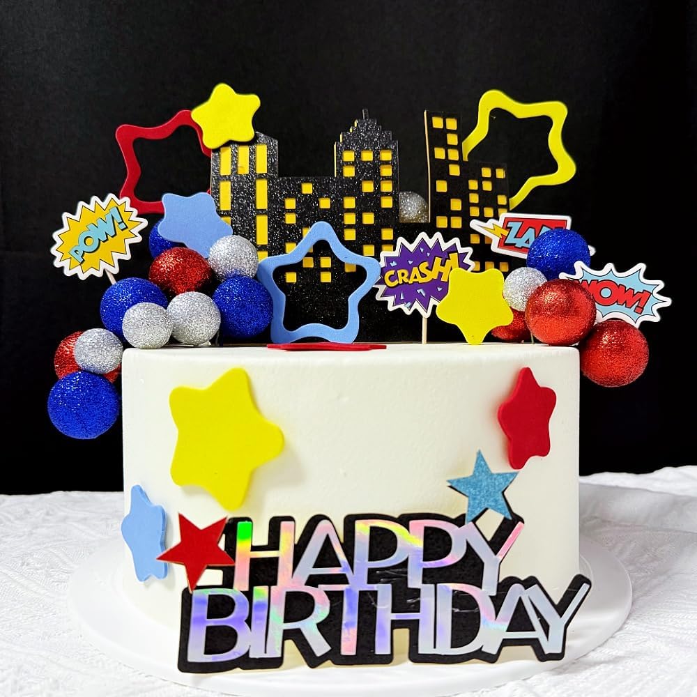 51PCS Superhero Birthday Cake Toppers