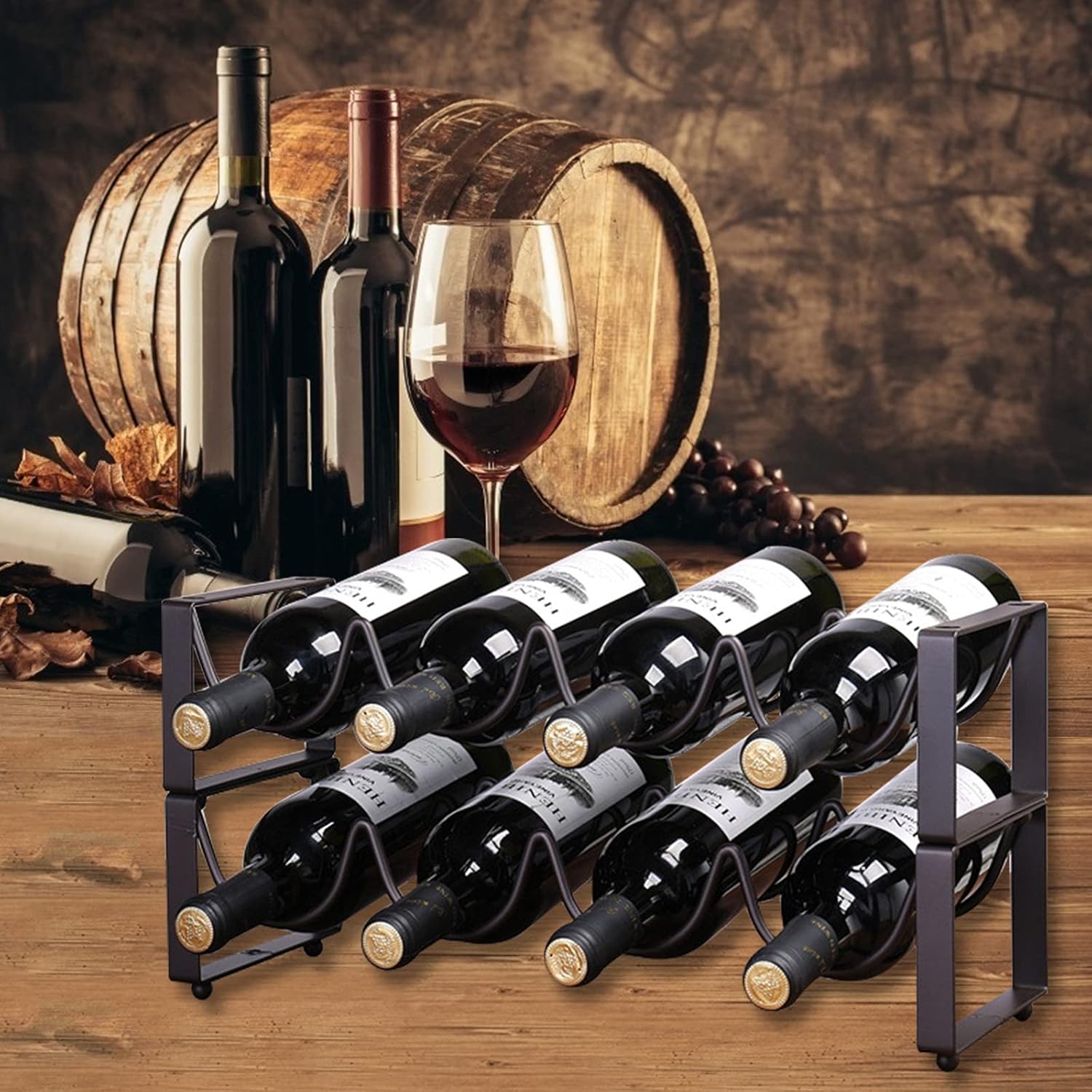 OBloved Metal 2 Tier Wine Rack - 8 Bottle Storage