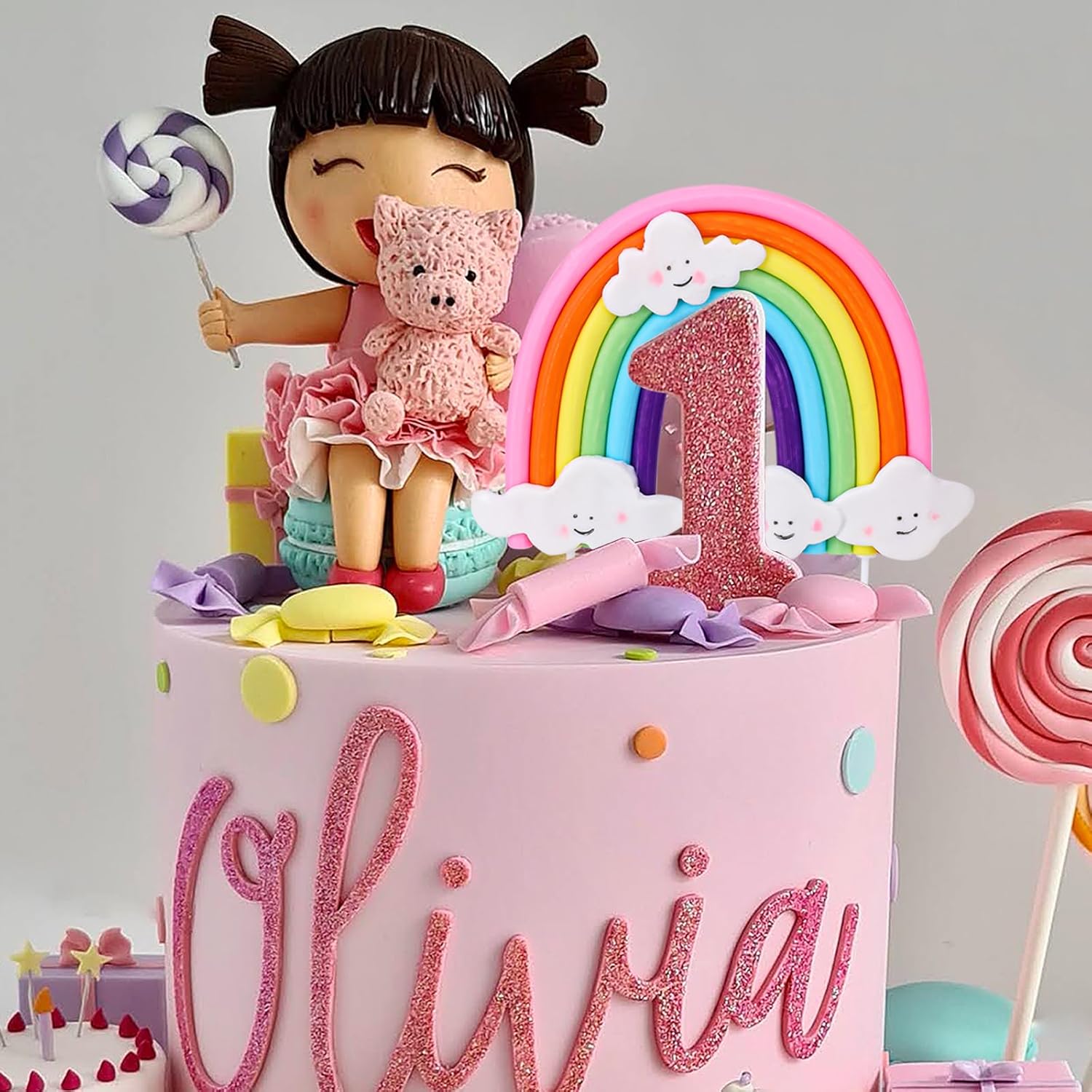 Mozeat Lens Soft Pottery Rainbow Cake Topper
