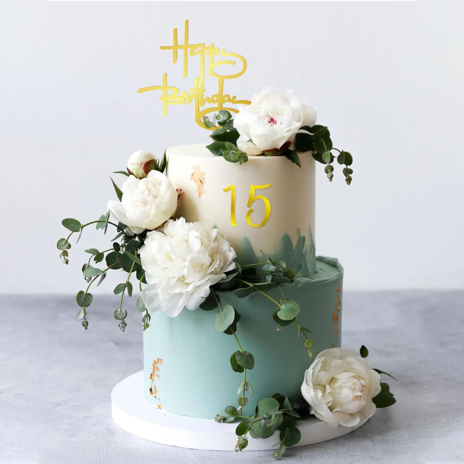 DRWATE 50 PCS Gold Birthday Cupcake Toppers for Decorations
