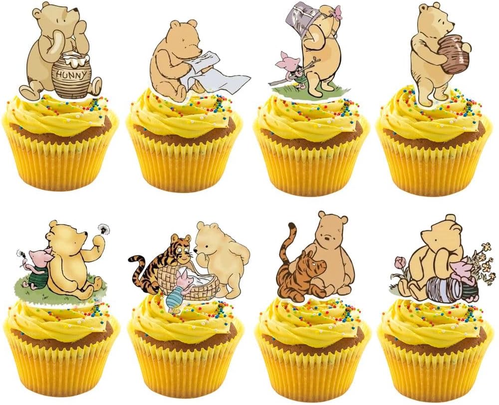 48PCS Winnie Cupcake Toppers - Cute Baby Shower Decor