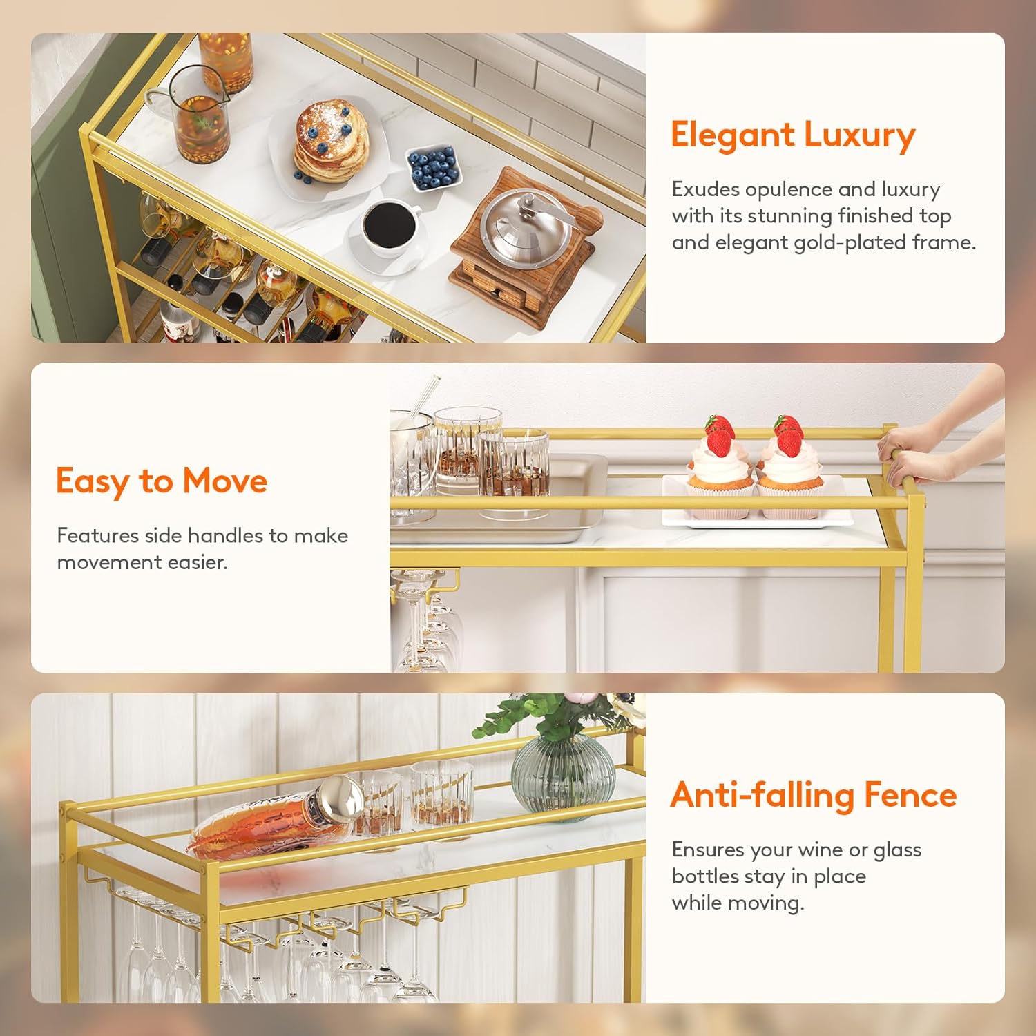 Lifewit 3 Tier Wine Rack with Lockable Wheels