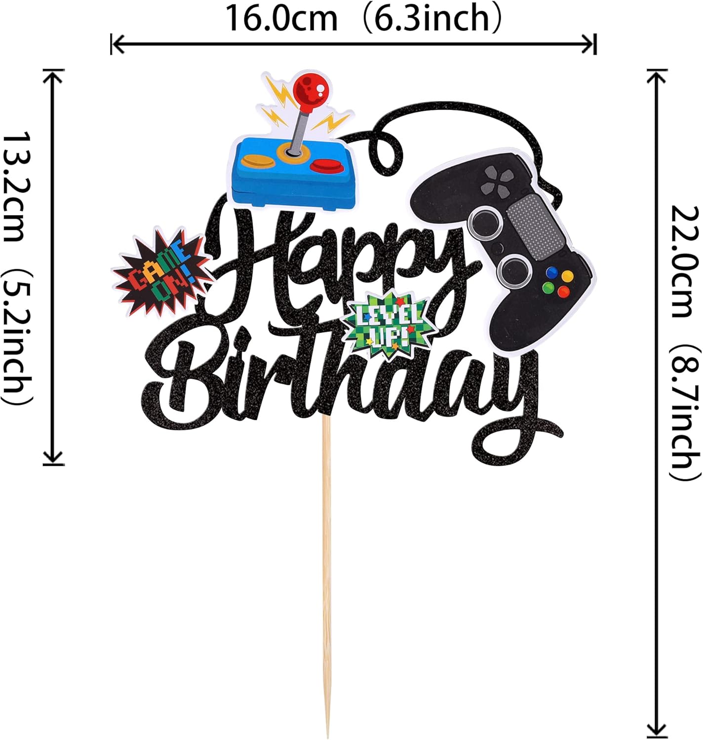ZHUOWEISM Video Game Cake Topper Glitter GamePad Birthday Decoration