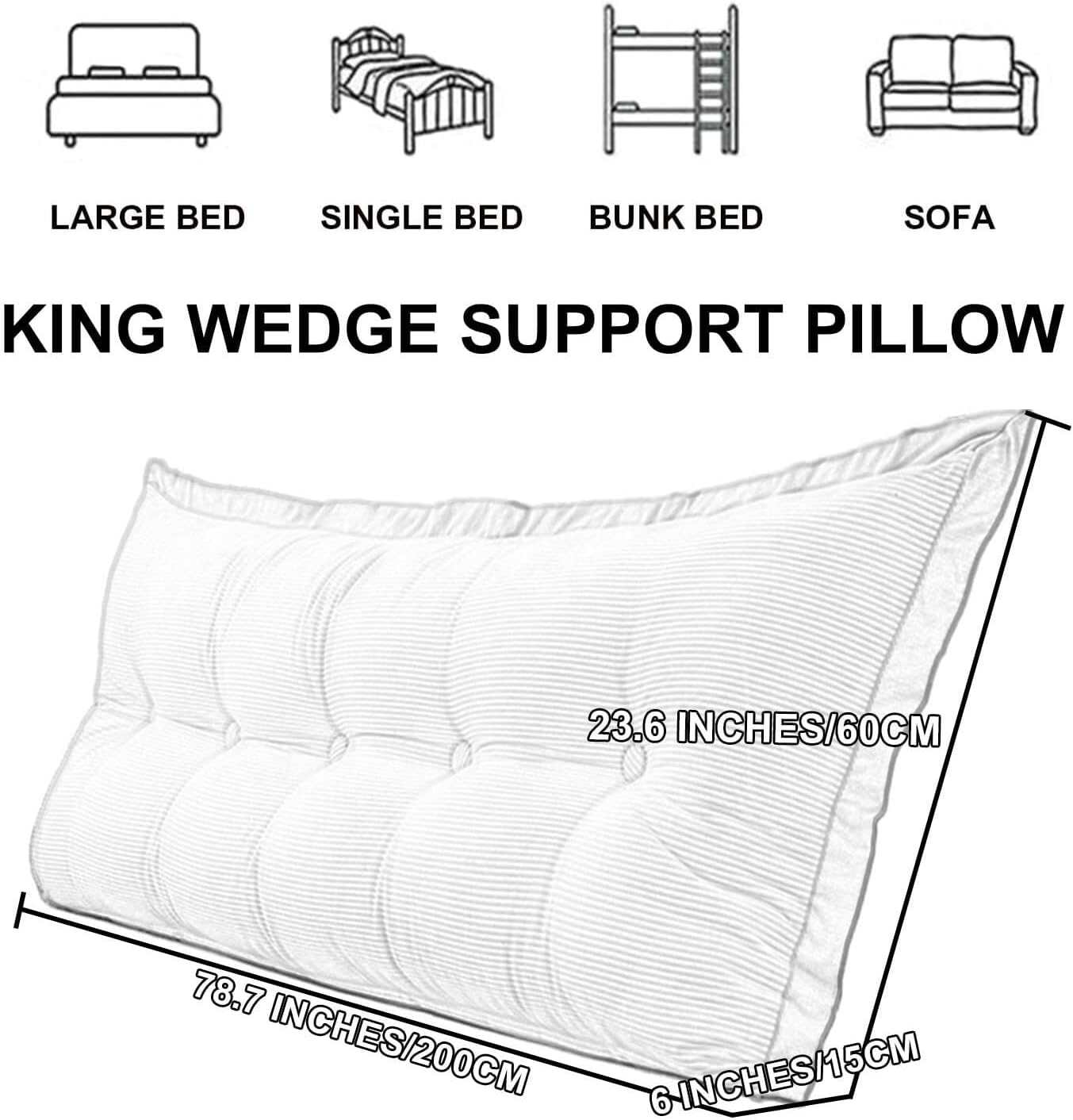 HIOSIEFUO Red Long Back Pillow with Washable Cover