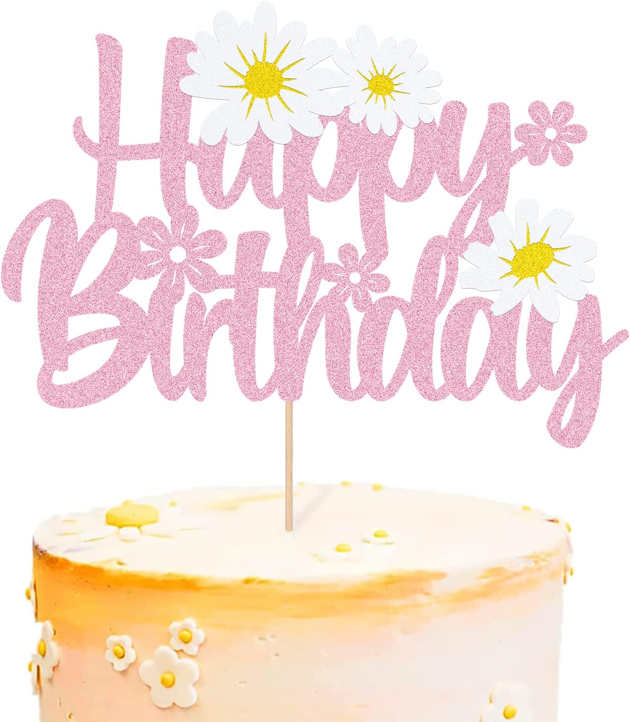 WishFirst Daisy Birthday Cake Topper Pink Daisy Decor