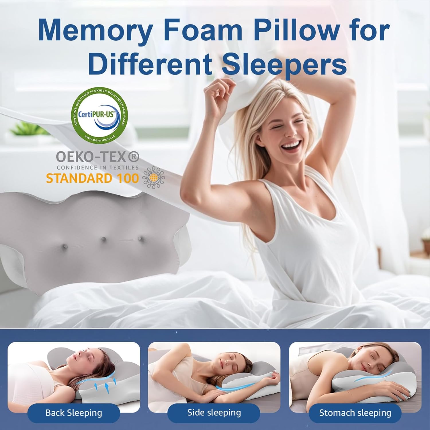 KKN Ergonomic Memory Foam Neck Pillow for Pain Relief