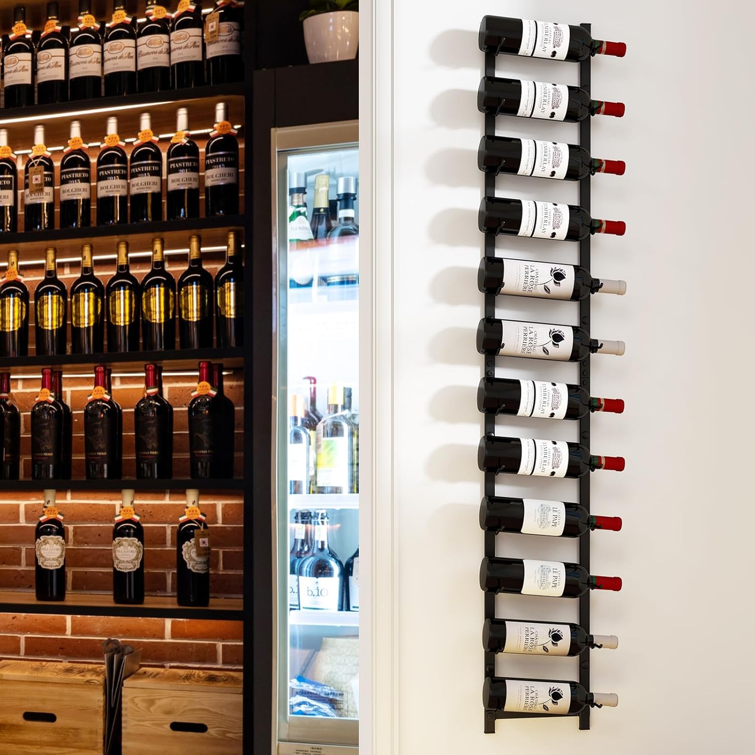 GOFLAME Wall-Mounted Wine Rack for 12 Bottles Black 1