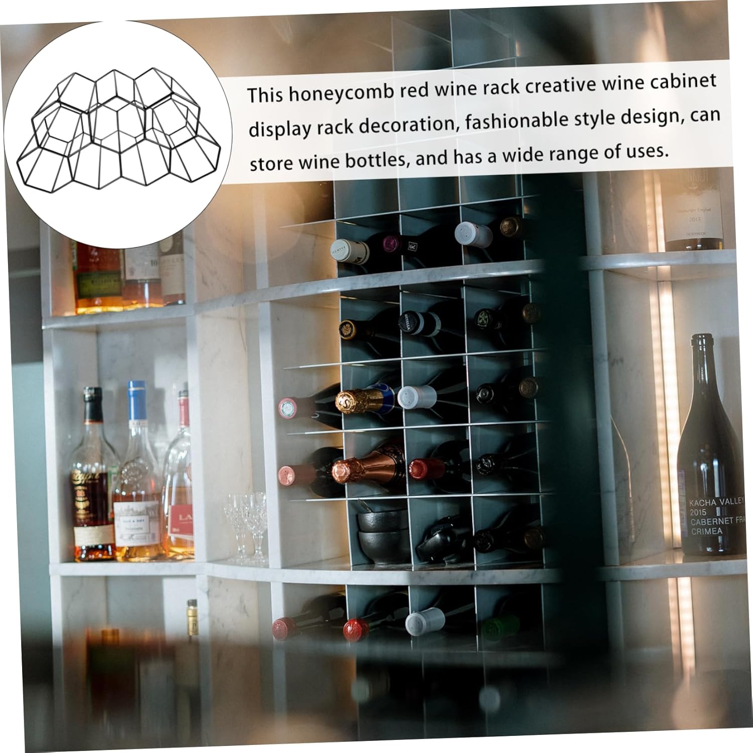Levemolo 7Holes Iron Wine Display Stand with Honeycomb Design