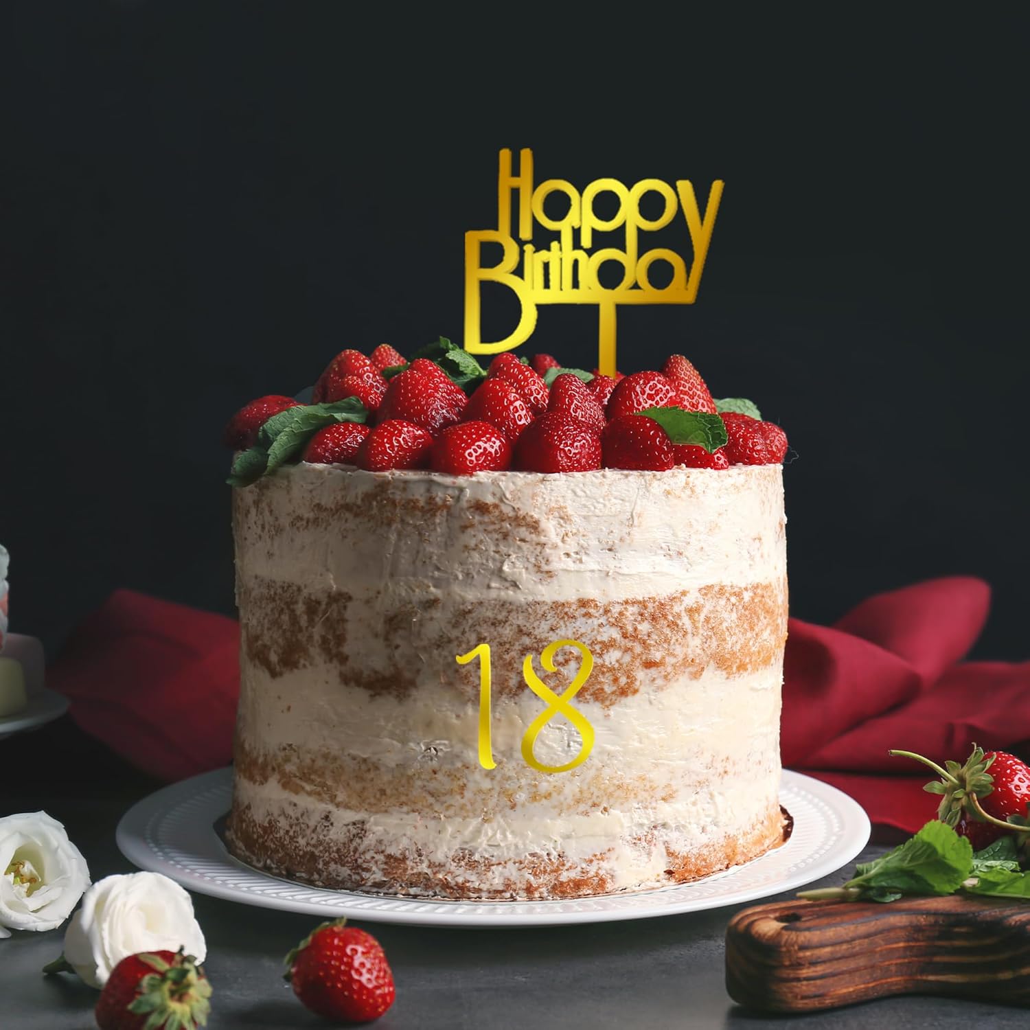 50 PCS Acrylic Birthday Cake Toppers 4 Colors