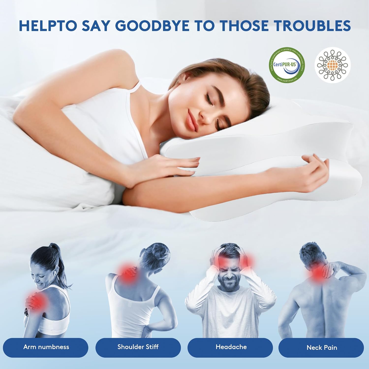 SUFOR Cervical Pillow for Neck Pain Relief