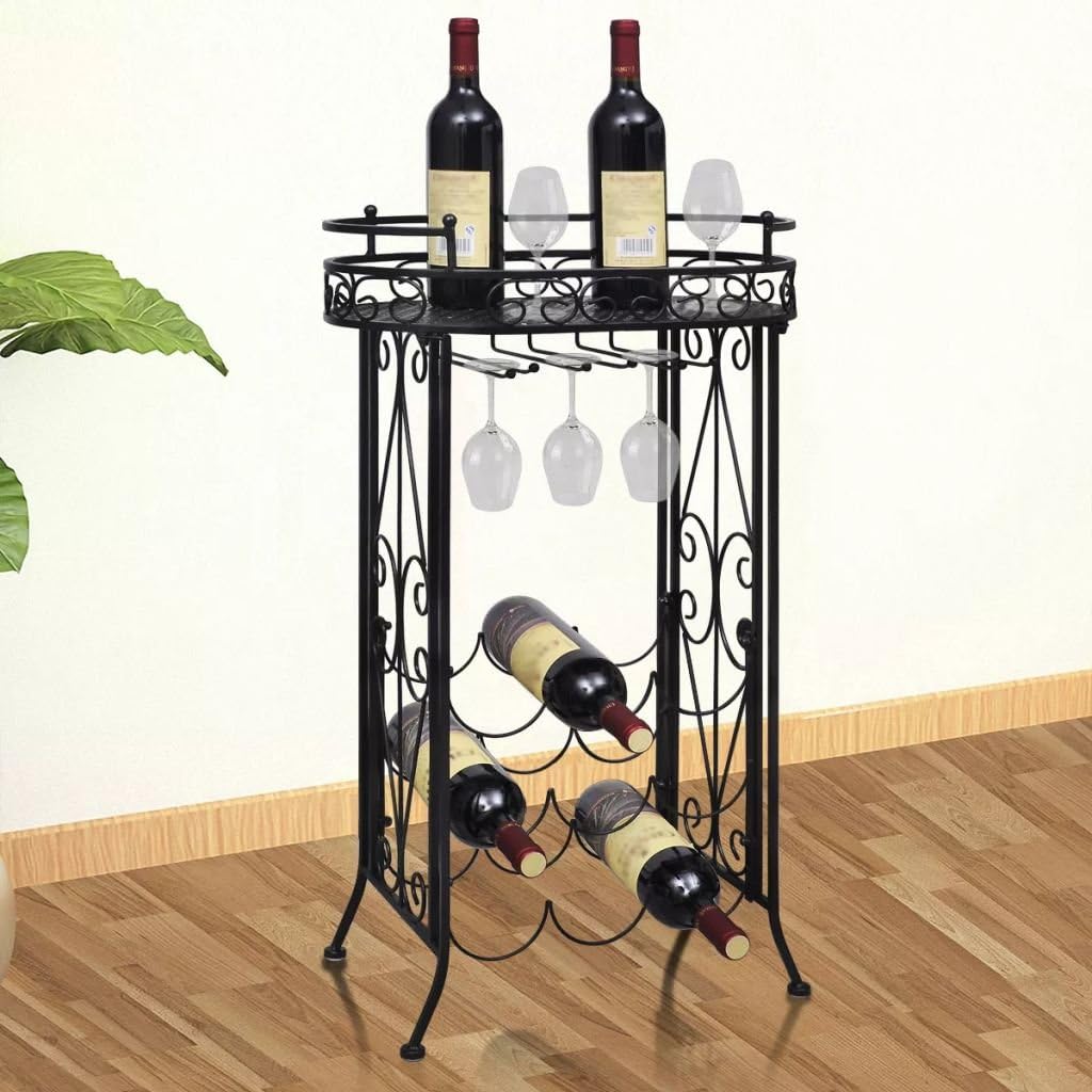 Bopdu 9 Bottles Wine Rack Metal with Glass Holder